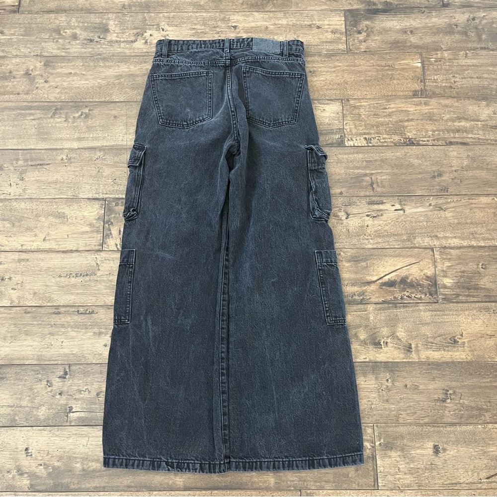 Baggy Cotton-On Black Wide Leg Woman Cargo Jeans - Picture 3 of 5
